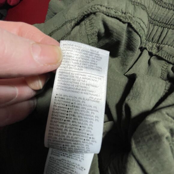 Athleta Trekkie Ripstop High Rise Parachute Pants 10P Olive Green Nylon Stretch - Picture 10 of 11